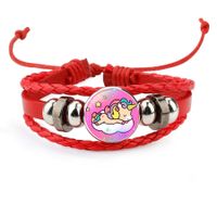 Linda Pulsera De Cuero De Cuerda Tejida A Mano Azul Pony Unicornio De Dibujos Animados Para Niños main image 5