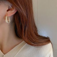 Fashion Geometric U-shaped Pearl Ear Buckle Simple Alloy Earrings Wholesale main image 3
