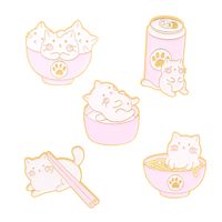 Creative Cartoon Kitten Ramen Bowls Chopsticks Shape Alloy Brooch main image 6