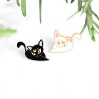 Cute Cartoon Moon Cat Alloy Dripping Oil Brooch main image 3