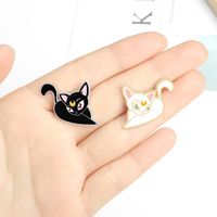 Cute Cartoon Moon Cat Alloy Dripping Oil Brooch main image 5