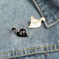 Cute Cartoon Moon Cat Alloy Dripping Oil Brooch main image 6