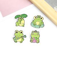 Cartoon Niedliche Frosch Lotus Blatt Erdbeere Gitarre Legierung Brosche Spielen main image 3