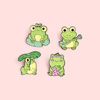 Cartoon Niedliche Frosch Lotus Blatt Erdbeere Gitarre Legierung Brosche Spielen main image 4