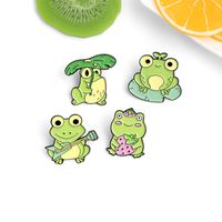 Cartoon Cute Frog Lotus Leaf Strawberry Playing Guitar Alloy Brooch main image 5