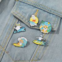 Cartoon Cute Animal Seaside Adventure Surfing Alloy Brooch main image 2