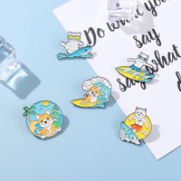 Cartoon Cute Animal Seaside Adventure Surfing Alloy Brooch main image 4