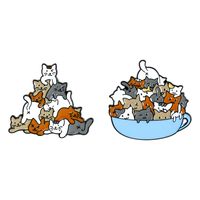 Cartoon Niedlich Kontrastfarbe Kleine Katze Teetasse Legierung Brosche main image 6