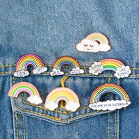 Cartoon Creative Rainbow Bridge Cloud Drip Oil Alloy Brooch main image 1