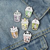 Cartoon Cute Cat Bear Bunny Milk Tea Alloy Brooch main image 1