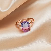 Korean Alloy Micro-set Crystal Zircon Flower Color Diamond Female Ring main image 3
