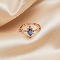 Korean Alloy Micro-set Crystal Zircon Flower Color Diamond Female Ring main image 5