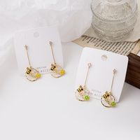 Boucles D&#39;oreilles En Alliage D&#39;animaux Longs Et Doux Avec Des Fleurs D&#39;abeille Créatives À La Mode main image 1