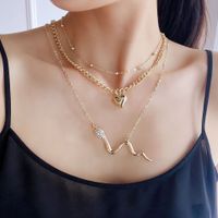 New Exaggerated Punk Snake Pendant Multilayer Geometric Alloy Necklace main image 1