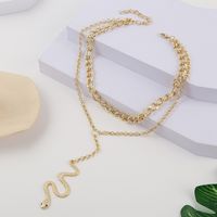 New Exaggerated Punk Snake Pendant Multilayer Geometric Alloy Necklace main image 4