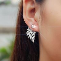 Retro Stereo Angel Wing Feather Diamond Alloy Stud Earrings main image 1
