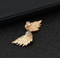 Retro Stereo Angel Wing Feather Diamond Alloy Stud Earrings main image 3