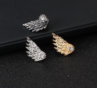 Retro Stereo Angel Wing Feather Diamond Alloy Stud Earrings main image 4
