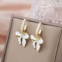 Fashion Drop Oil Bow Pearl Sweet Elegant Alloy Earrings main image 1