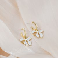 Fashion Drop Oil Bow Pearl Sweet Elegant Alloy Earrings main image 3