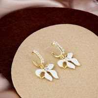 Fashion Drop Oil Bow Pearl Sweet Elegant Alloy Earrings main image 5