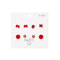 Sweet Strawberry Cherry Girl Multiple Set New Year Fortune Bow Alloy Stud main image 6