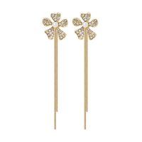 New Tassel Diamond-studded Butterfly Flower Pearl Fashion Long Thin Alloy Earrings main image 6