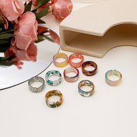 Retro Creative Color Resin Acrylic Shell Turquoise Wide-brimmed Women's Ring main image 4