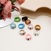 Retro Creative Color Resin Acrylic Shell Turquoise Wide-brimmed Women's Ring main image 5