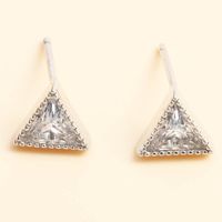 Simple And Classic Triangle Inlaid Zirconium 925 Silver Stud Earrings main image 1