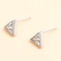 Simple And Classic Triangle Inlaid Zirconium 925 Silver Stud Earrings main image 3
