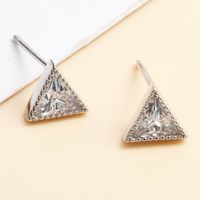 Simple And Classic Triangle Inlaid Zirconium 925 Silver Stud Earrings main image 5