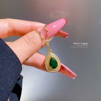 Collar Con Colgante De Esmeralda Con Diamantes Llenos De Oro Real En Microengaste De Acero Titanio main image 5