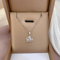 Titanium Steelmicro-set Real Gold Full Diamond Rotating Flower Pendent Necklace main image 3