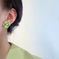 Macaron Color White New Spring And Summer Sun Flower Alloy Earrings main image 4