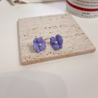 Macaron Color White New Spring And Summer Sun Flower Alloy Earrings main image 6