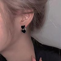 Retro Drop Glaze Black Heart Shaped New Alloy Earrings Female main image 3