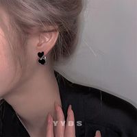 Retro Drop Glaze Black Heart Shaped New Alloy Earrings Female main image 4