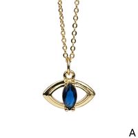 Collar De Oro Real Chapado En Cobre Con Colgante De Diamante De Ojo Azul De Pavo De Ojo De Diablo main image 3