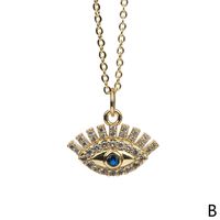 Collar De Oro Real Chapado En Cobre Con Colgante De Diamante De Ojo Azul De Pavo De Ojo De Diablo main image 2