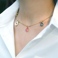 Fashion Irregular Hollow Geometric Oil Drop Copper Gold-plated Bead Necklace main image 3