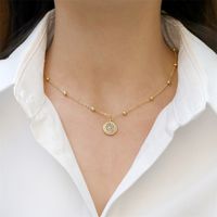 New Turkish Devil's Eye Colored Diamond Pendant Copper Gold-plated Bead Chain Necklace main image 1
