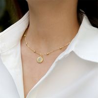 New Turkish Devil's Eye Colored Diamond Pendant Copper Gold-plated Bead Chain Necklace main image 3