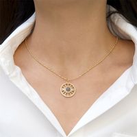 Round Turkish Devil's Eye Diamond Copper Gold-plated Bead Chain Necklace Female main image 3