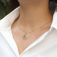 Round Turkish Devil's Eye Diamond Copper Gold-plated Bead Chain Necklace Female main image 4