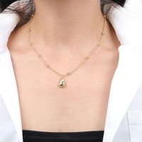 New Electroplating Real Gold Solid Water Drop Copper Micro-inlaid Zircon Pendant Necklace main image 1