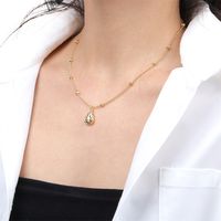 New Electroplating Real Gold Solid Water Drop Copper Micro-inlaid Zircon Pendant Necklace main image 3