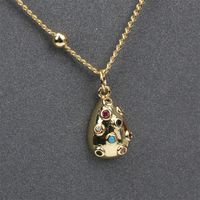 New Electroplating Real Gold Solid Water Drop Copper Micro-inlaid Zircon Pendant Necklace main image 4