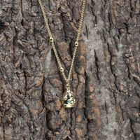 New Electroplating Real Gold Solid Water Drop Copper Micro-inlaid Zircon Pendant Necklace main image 5