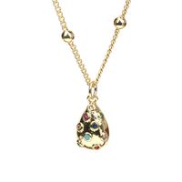 New Electroplating Real Gold Solid Water Drop Copper Micro-inlaid Zircon Pendant Necklace main image 6